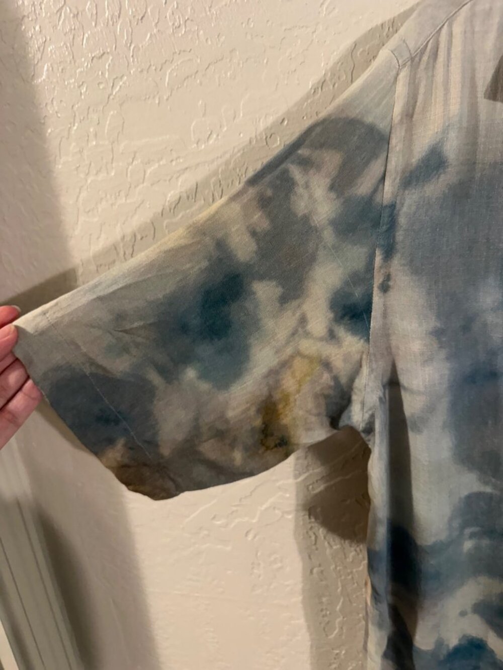 Zara Blue Abstract Tie Dye Button Front Casual Summer Shirt - Picture 4 of 11